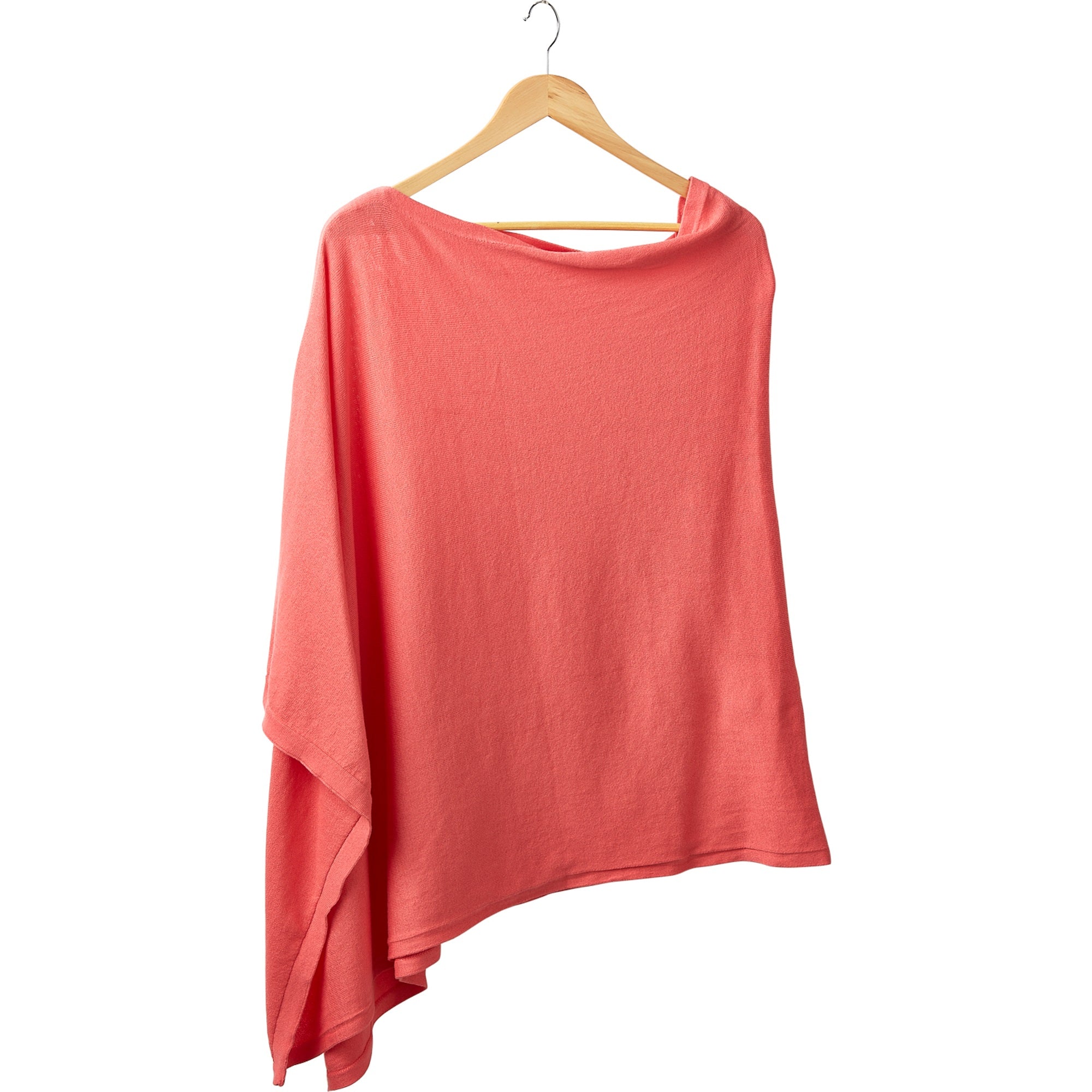 Tickled Pink Solid Cotton Poncho, Coral