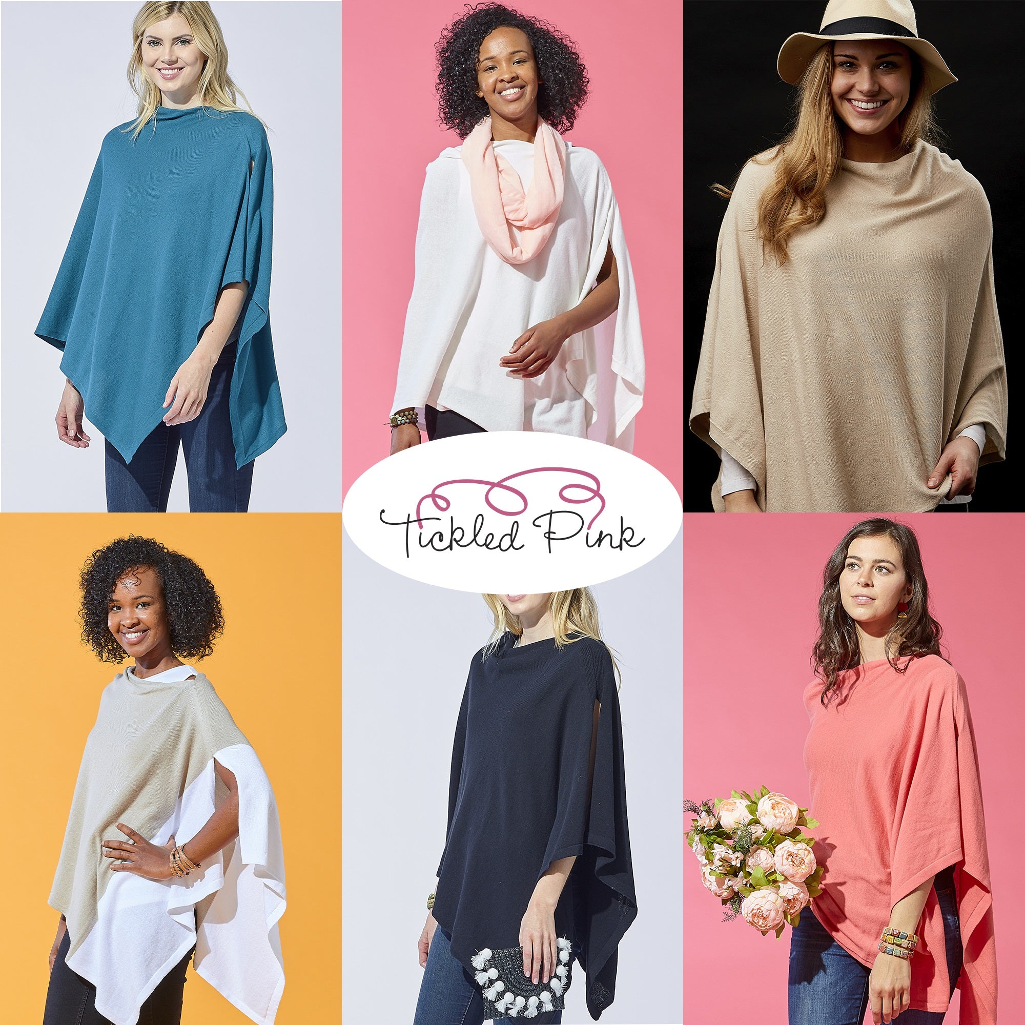 Tickled Pink Solid Cotton Poncho, Coral