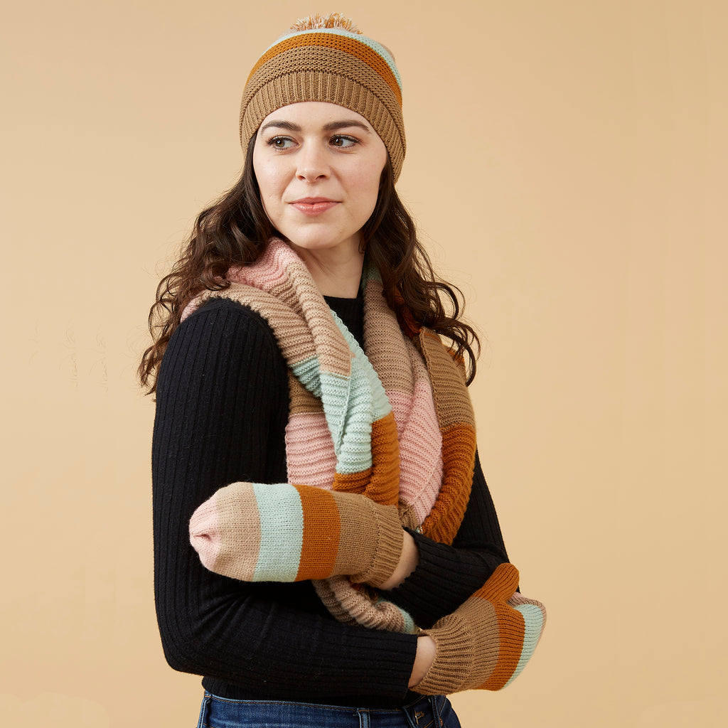 Tickled Pink Pastel Stripe Beanie