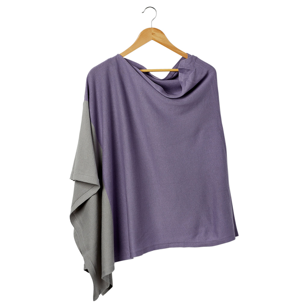 Tickled Pink Lavender & Gray Colorblock Cotton Poncho