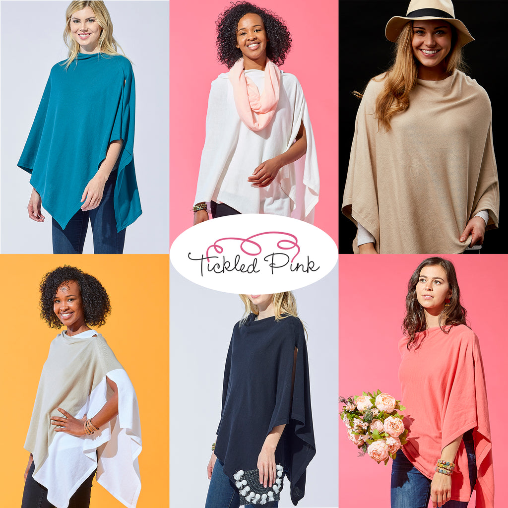 Tickled Pink Oatmeal & White Colorblock Cotton Poncho