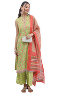 Ketch Women Polyester Printed Ethnic Set (Khk3000969_Green, Medium