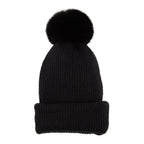 Hadley Wren Plush Knit Pom Pom Beanie, Black