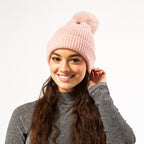 Hadley Wren Plush Knit Pom Pom Beanie, Pink