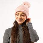 Hadley Wren Plush Knit Pom Pom Beanie, Pink
