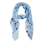 FLORAL LEOPARD SCARF - BLUE