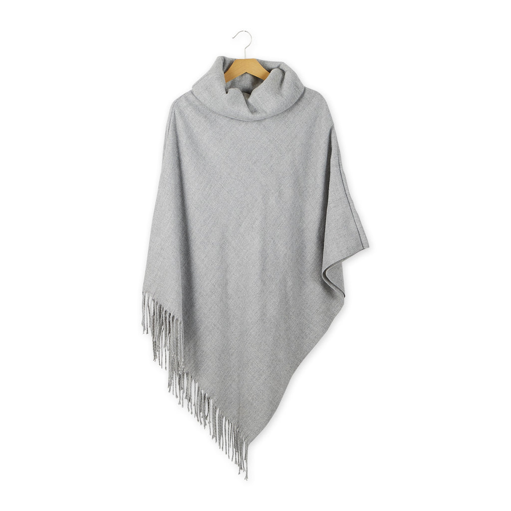 GREY FRINGE PONCHO