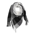 FRINGE PLAID BLANKET SCARF - BLACK & WHITE