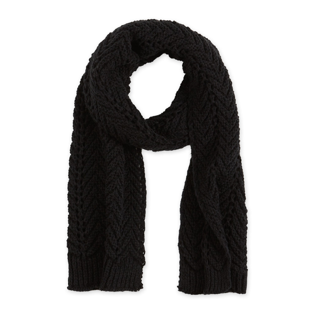 CHEVRON KNIT SCARF - BLACK