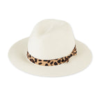 LEOPARD RIBBON PANAMA HAT - WHITE