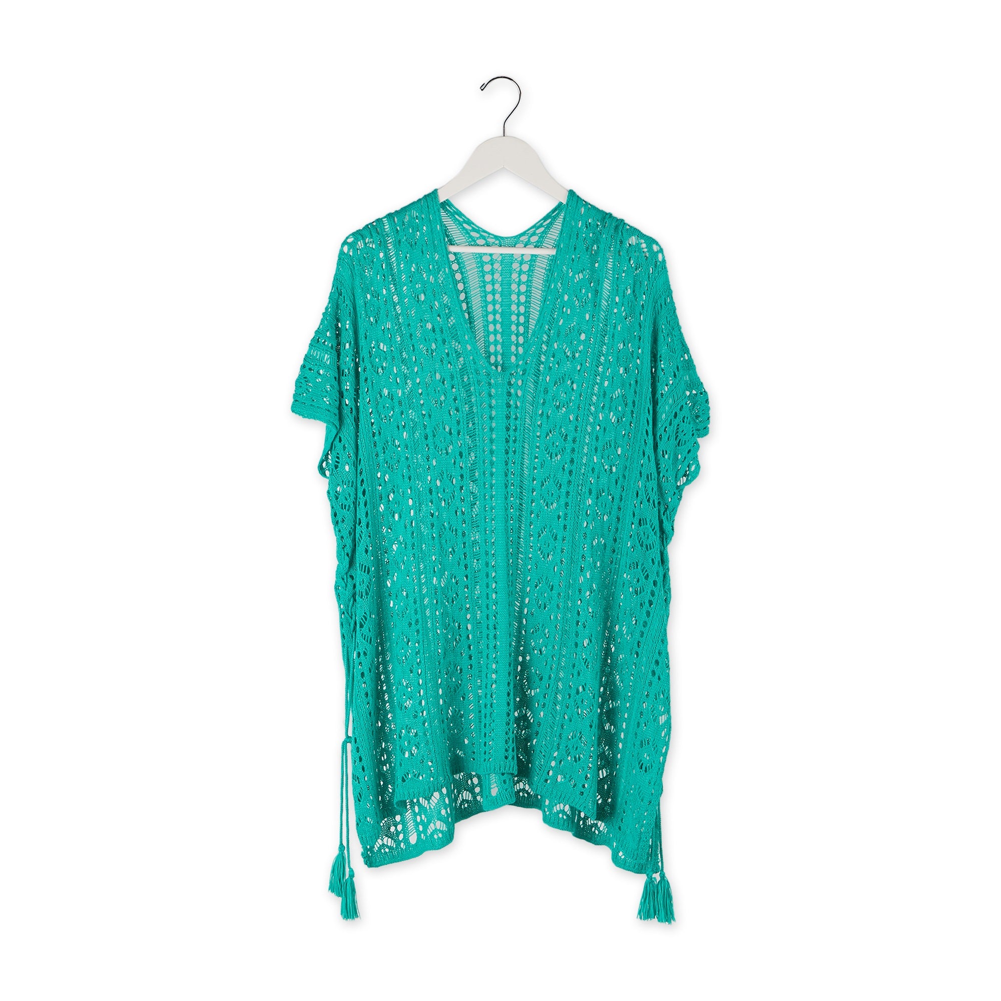 CROCHET BEACH COVERUP - TEAL