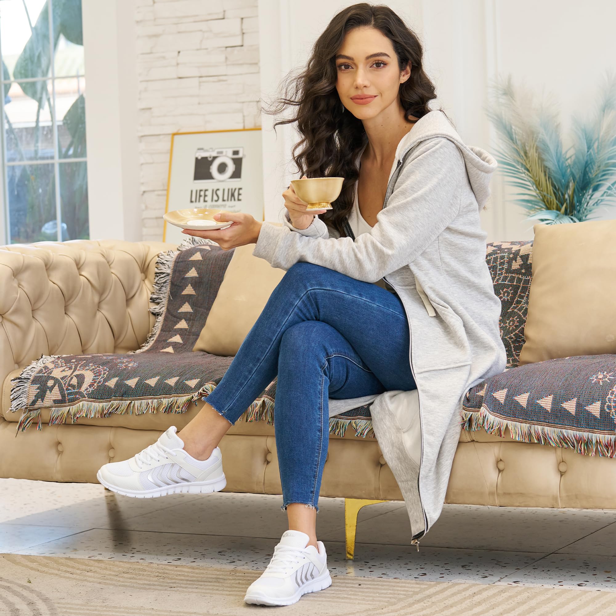 DUOYANGJIASHA Sneakers for Women Running Shoes: Slip On Casual Walking Shoes Non Slip Comfortable Fashion Tennis Shoes Mesh Ligh