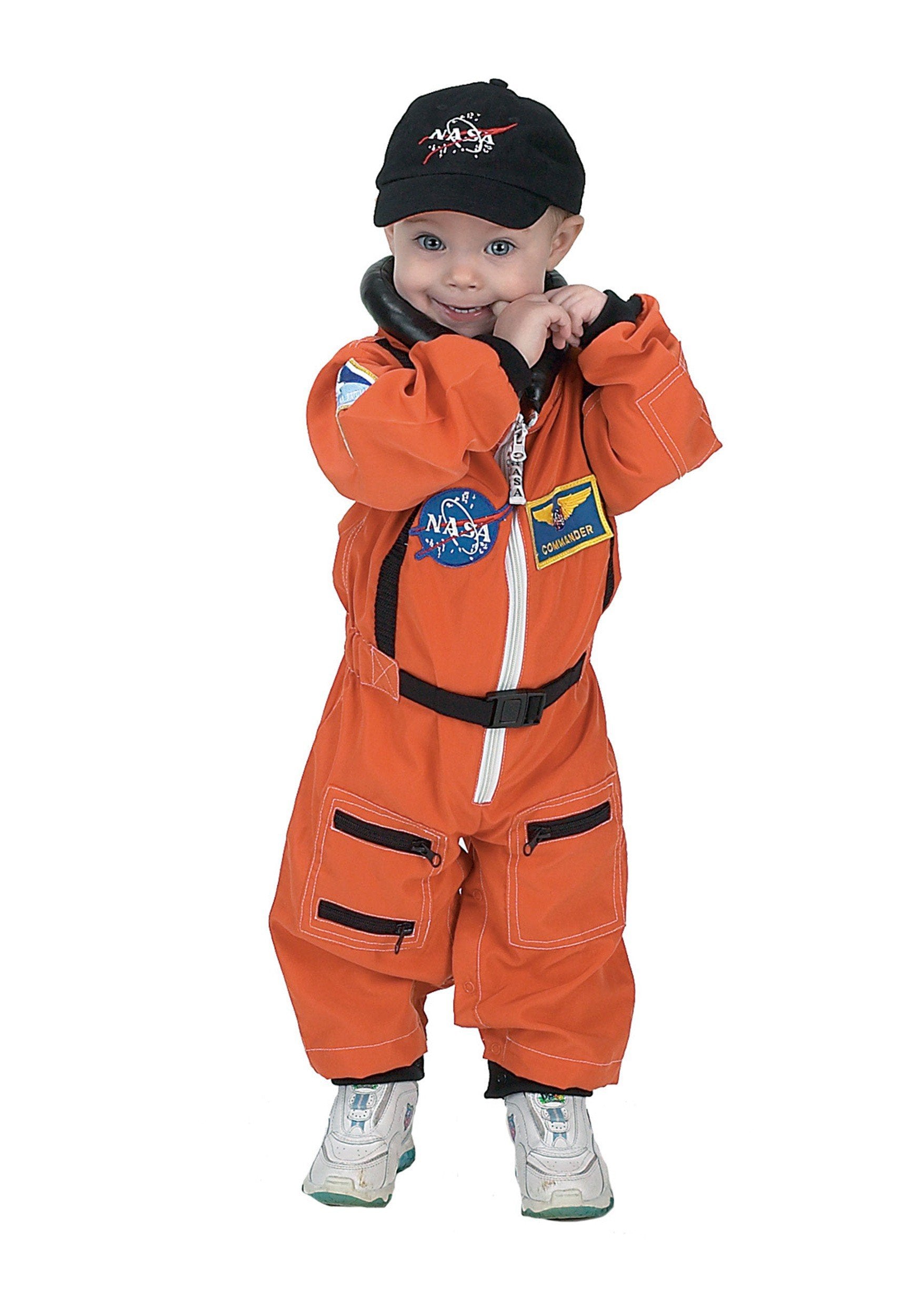 Aeromax Jr. Astronaut Suit with Embroidered Cap, Size 4/6 - Orange