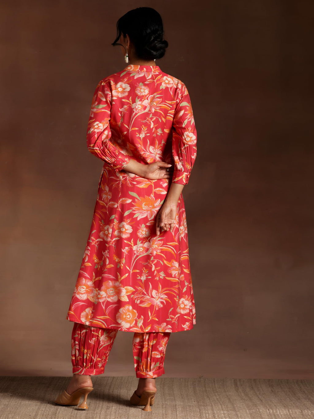 Libas WomenS Silk Blend Printed Co-Ords (35728_Coral