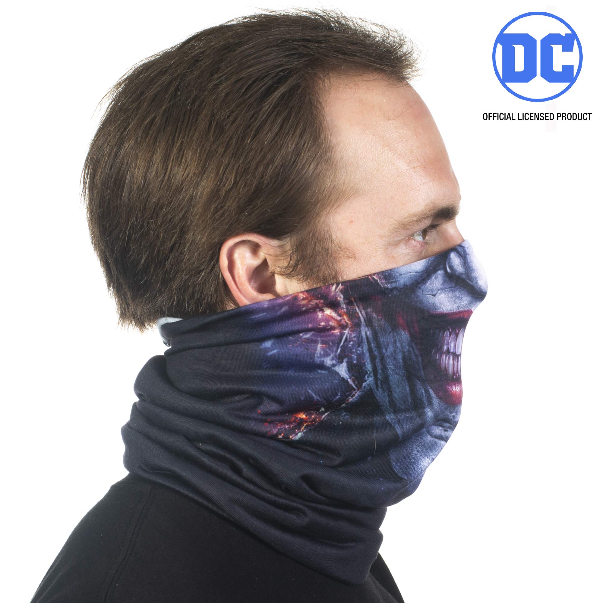 Concept One DC Comics The Joker Multi-Purpose Neck Gaiter Scarf Bandana, Black, One Size