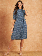 Modeve Women Ethnic Motifs Print Blue Dress