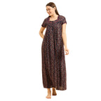 Sweet Dreams Women Printed Night Dress Navy Blue