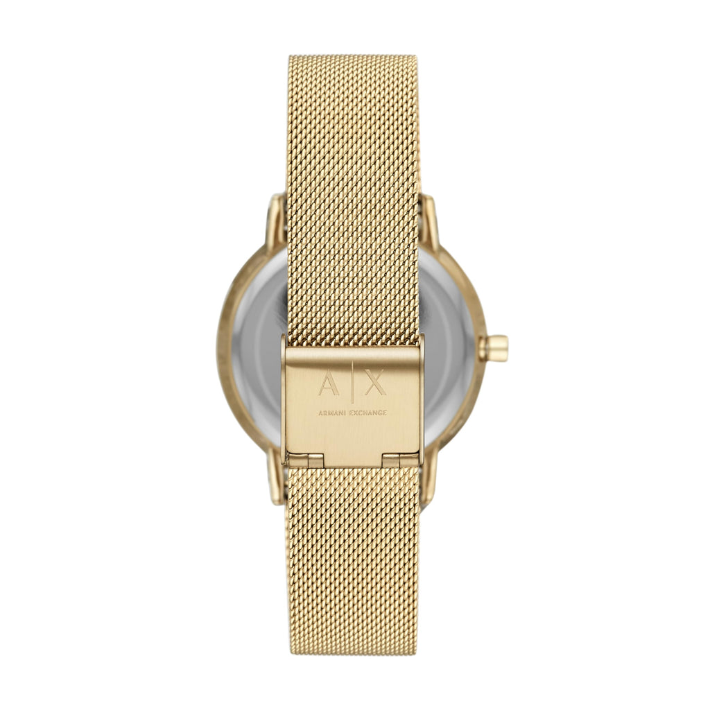 A|X ARMANI EXCHANGE Women's Gold-Tone Stainless Steel Mesh Watch (Model: AX5536)