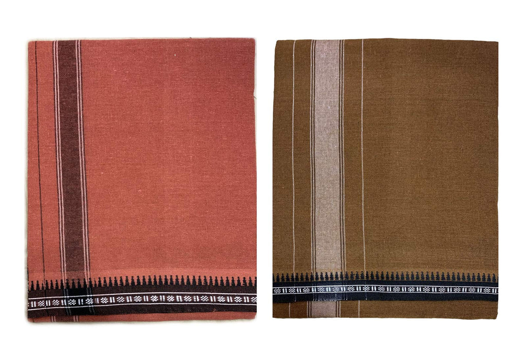 Prakasam Cotton Mens Colour Thalapathi Border Single Dhoti/Size1.28X2.00 Mtrs/Combo Pack Of 2 Dhoties