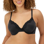 Maidenform Womens Comfort Devotion Bra, Underwire Full Coverage For T-Shirt Bra, Black/Body Beige Lining, 40B US