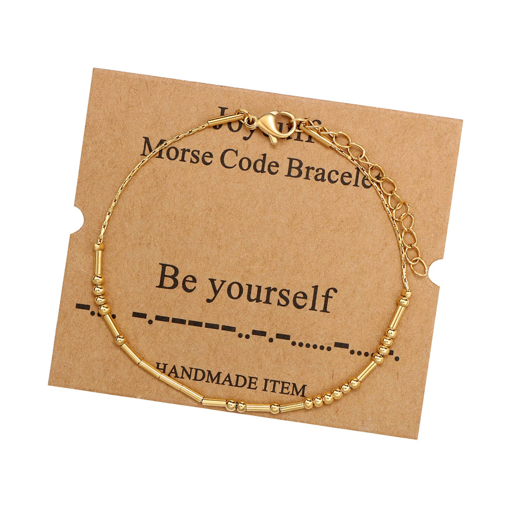 JoycuFF Morse Code Bracelets for Women Be Yourself Inspirational Birthday Mother's Day Christmas Gifts for Best Friend Mom Siste