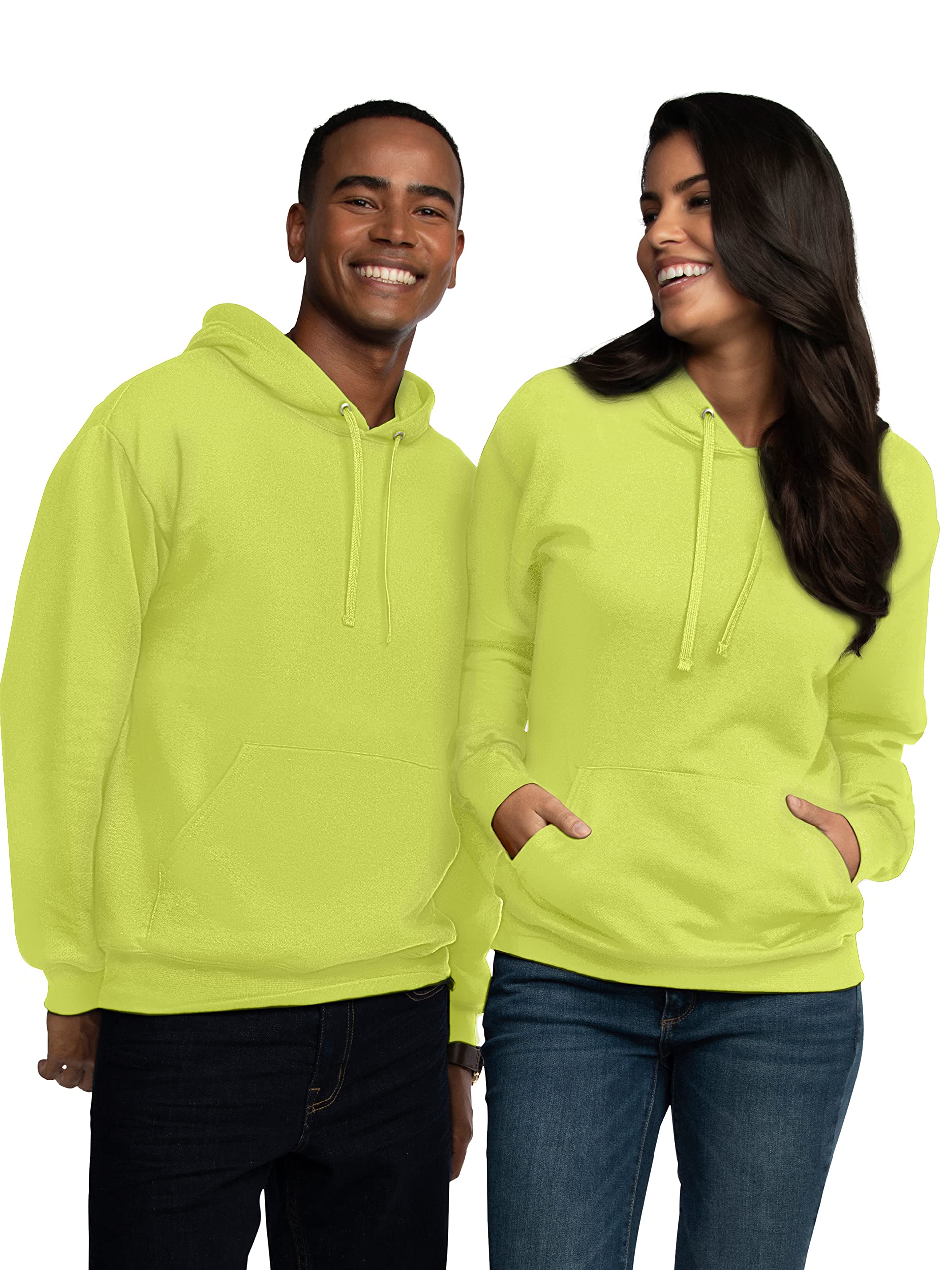 Fruit of the Loom Eversoft Fleece Hoodies, Moisture Wicking & Breathable, Hooded Sweatshirt, Safety Green Pullover, XX-Large