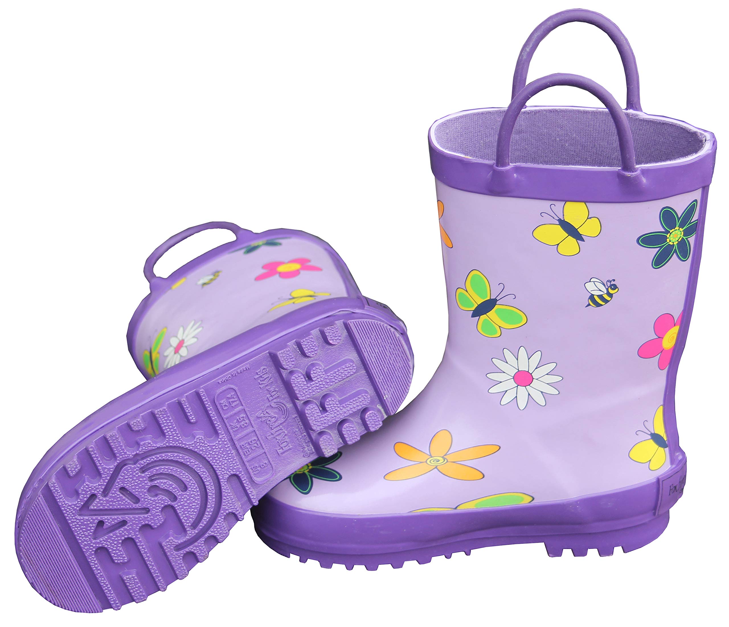 Foxfire FOX-600-70-8 Childrens Lavender Flower Rain Boot - Size 8