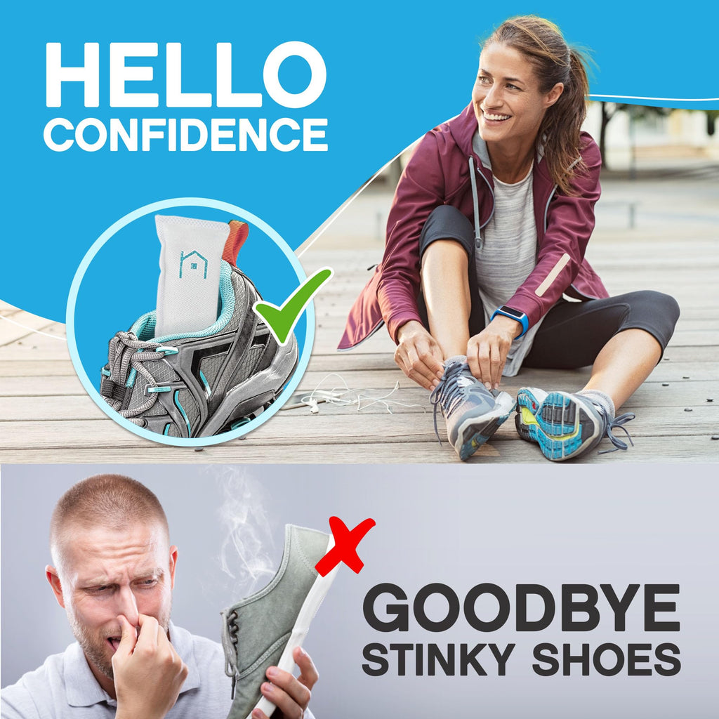 NonScents Shoe Deodorizer 2-Pack (4 Count) - Odor Eliminator, Air Freshener, Smell Absorber, Scent Remover for Shoes, Gym Bags,