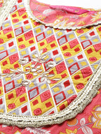 Anubhutee Women'S Cotton Coral Pink Gota Patti Floral Printed A-Line Kurta Suit Set With Sharara And Dupatta