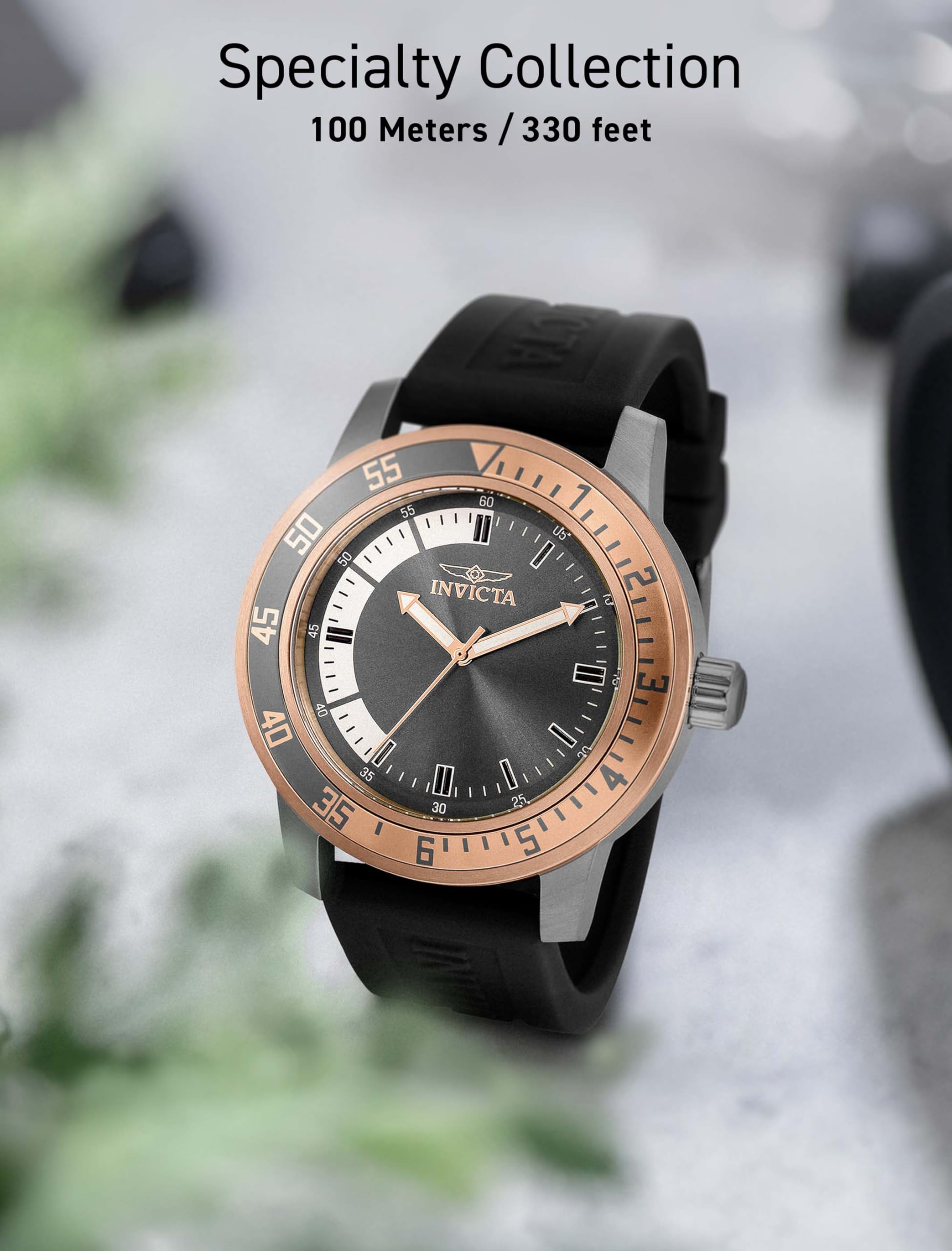 Invicta Men's Specialty 45mm Silicone Quartz Watch, Black (Model: 35687)