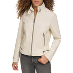 Levi's Women's Size Faux Leather Motocross Racer Jacket (Standard and Plus), Oyster Latch Collar, 2X
