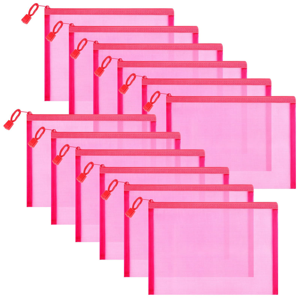 Sinzip 12 Pieces Zipper Nylon Mesh Pouch, Mesh Cosmetic Bags Makeup Bags Pencil Case, Multipurpose Travel Bags for WB06 Wb06