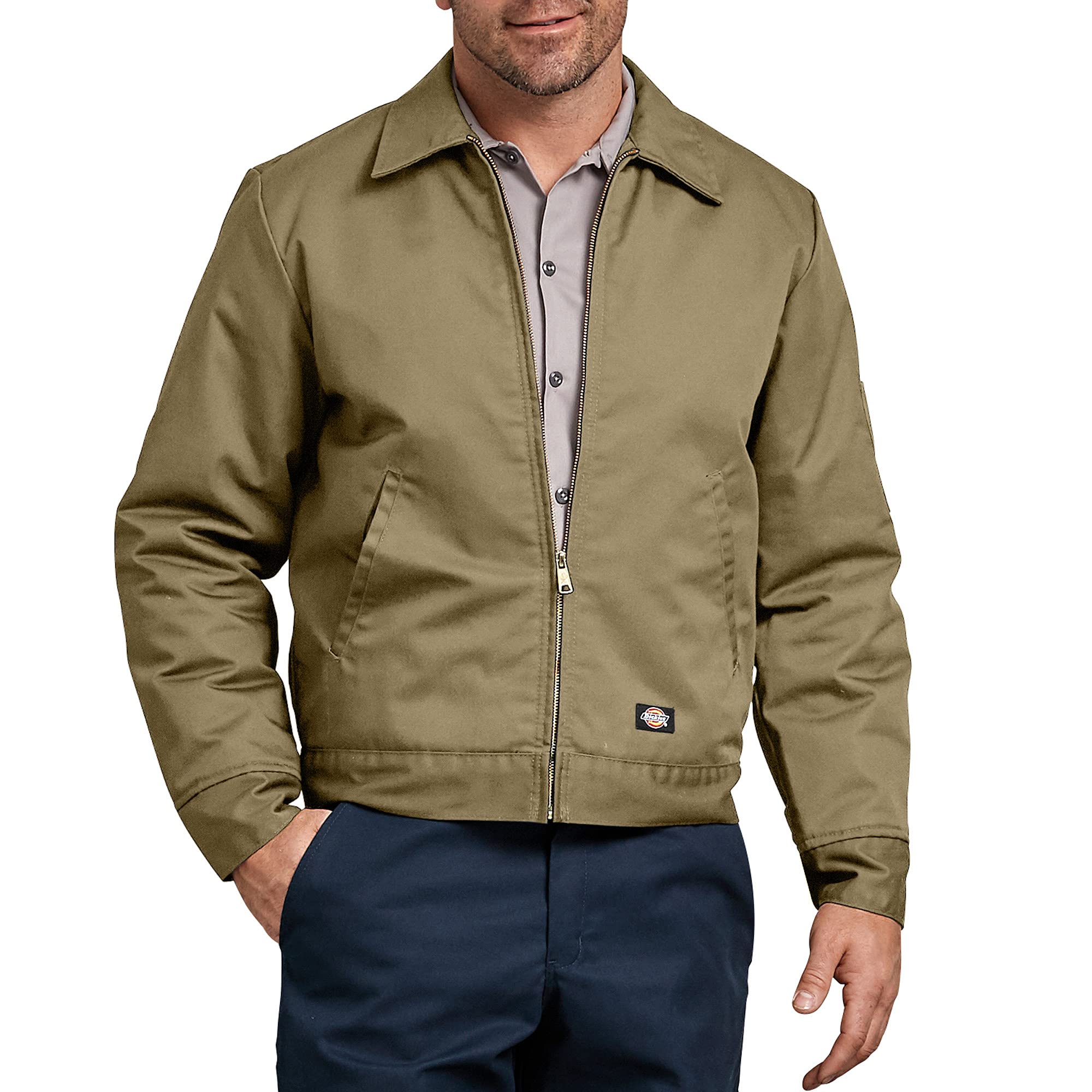 Dickies Mens Insulated Eisenhower Front-Zip Jacket,Khaki,MediumRegular,Khaki,MediumRegular