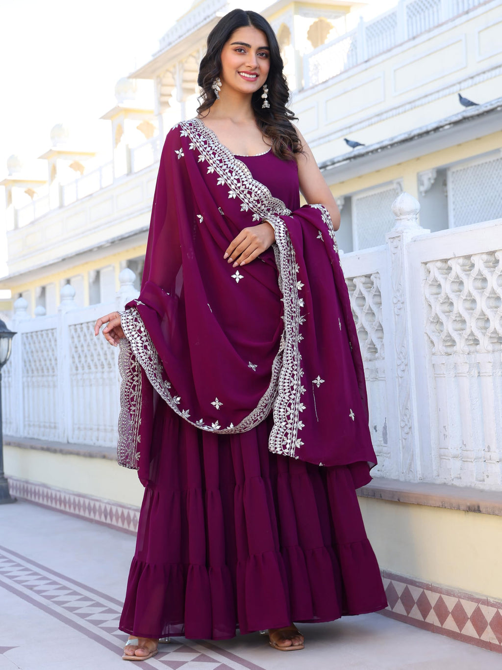 Fashion Basket Pink Georgette Anarkali Kurta For Women