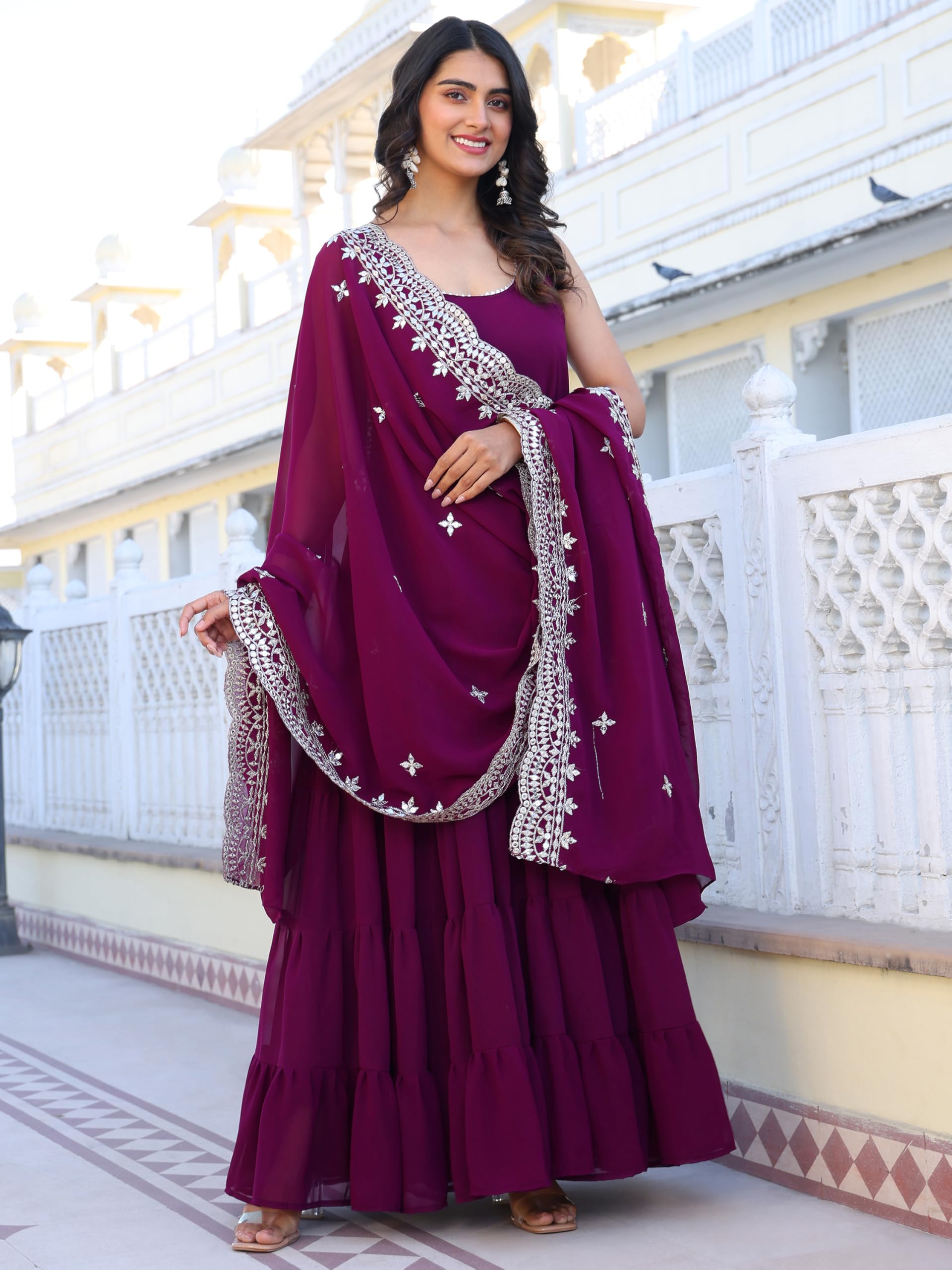 Fashion Basket Pink Georgette Anarkali Kurta For Women