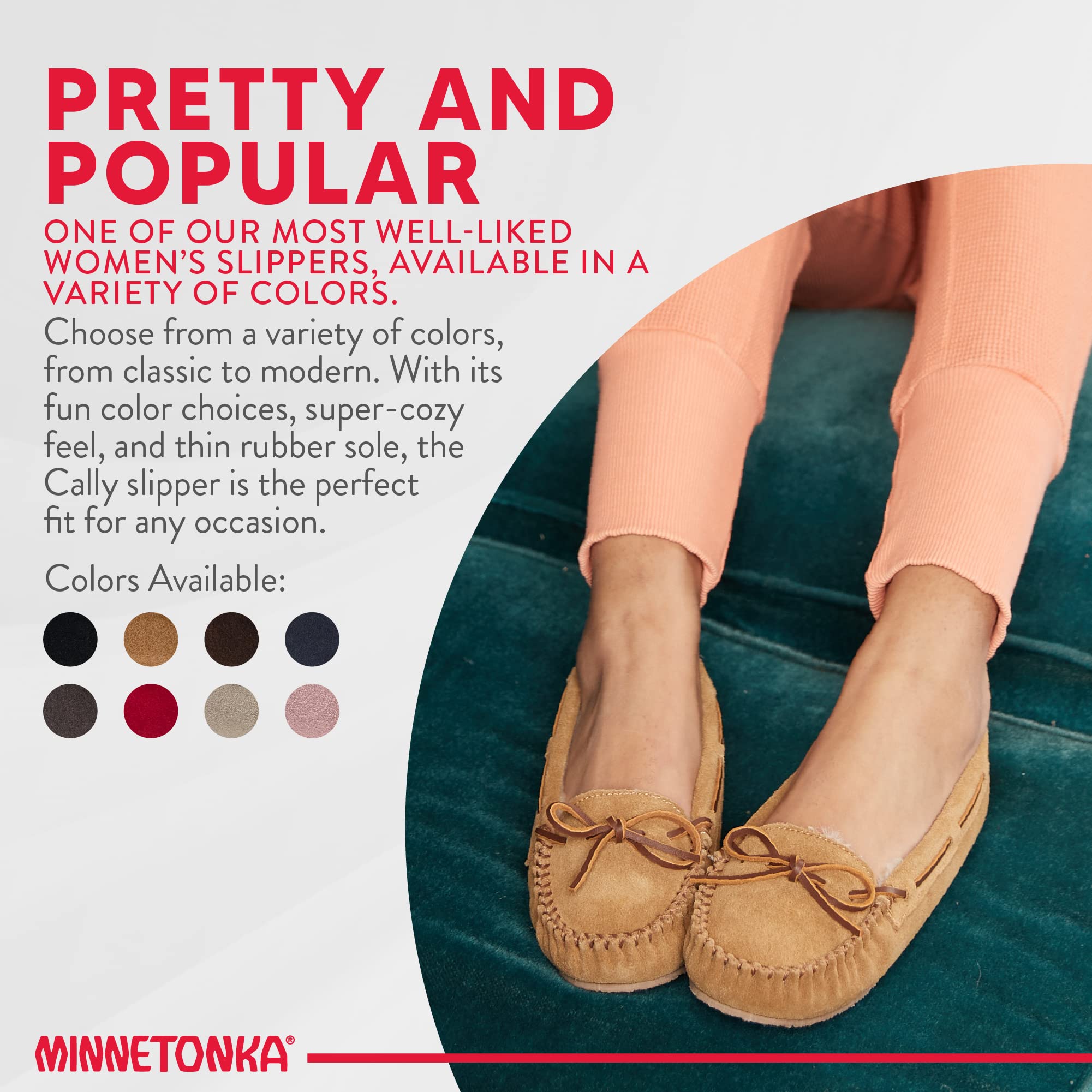 Minnetonka Womens Cally Moccasin Slipper Stone Size 7