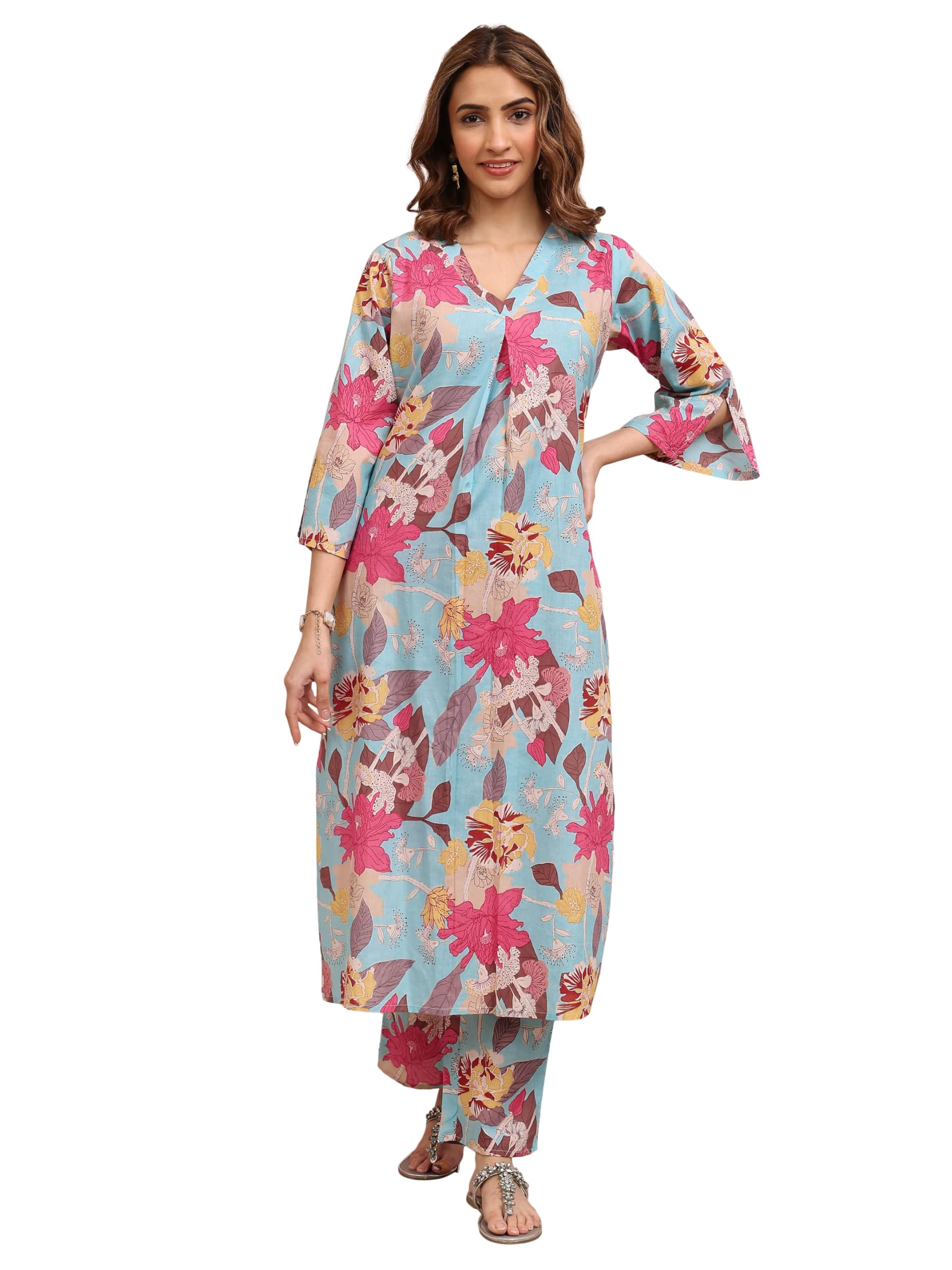 Blue Printed Cotton Blend Co-Ords (401163XL)