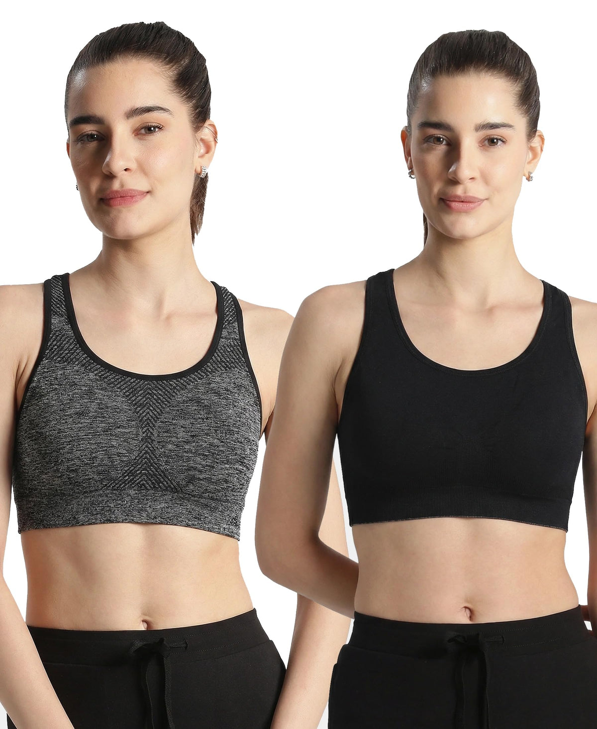 Jockey 1386 WomenS Wirefree Non Padded Micro Touch Nylon Elastane Full Coverage Active Bra With Stayfresh Treatment_Black Melan
