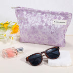 ZLFSRQ Daisy Flower Makeup Bag Travel Cute Floral Cosmetic Bags for Women Large Makeup Pouch Zipper Cosmetic Pouch for Purse Aes