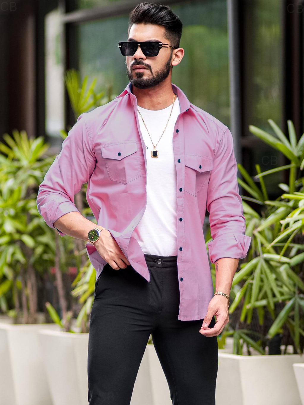 CB-COLEBROOK Mens Regular Fit Fancy Double Pocket Utility Casual Shirt for Men Full Sleeves Stylish Shirt - Cargo (Previously G
