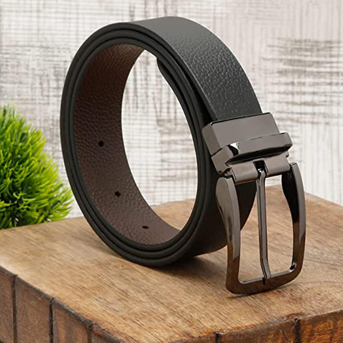 Men Party, Party, Formal, Casual Brown, Black Genuine Leather Reversible Belt ()_948 30