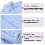 WARHORSEE Womens Button Down Shirt Long Sleeve Work Dress Shirts, V Neck Easy Care Stretchy Business Casual Blouses for Women(Bl