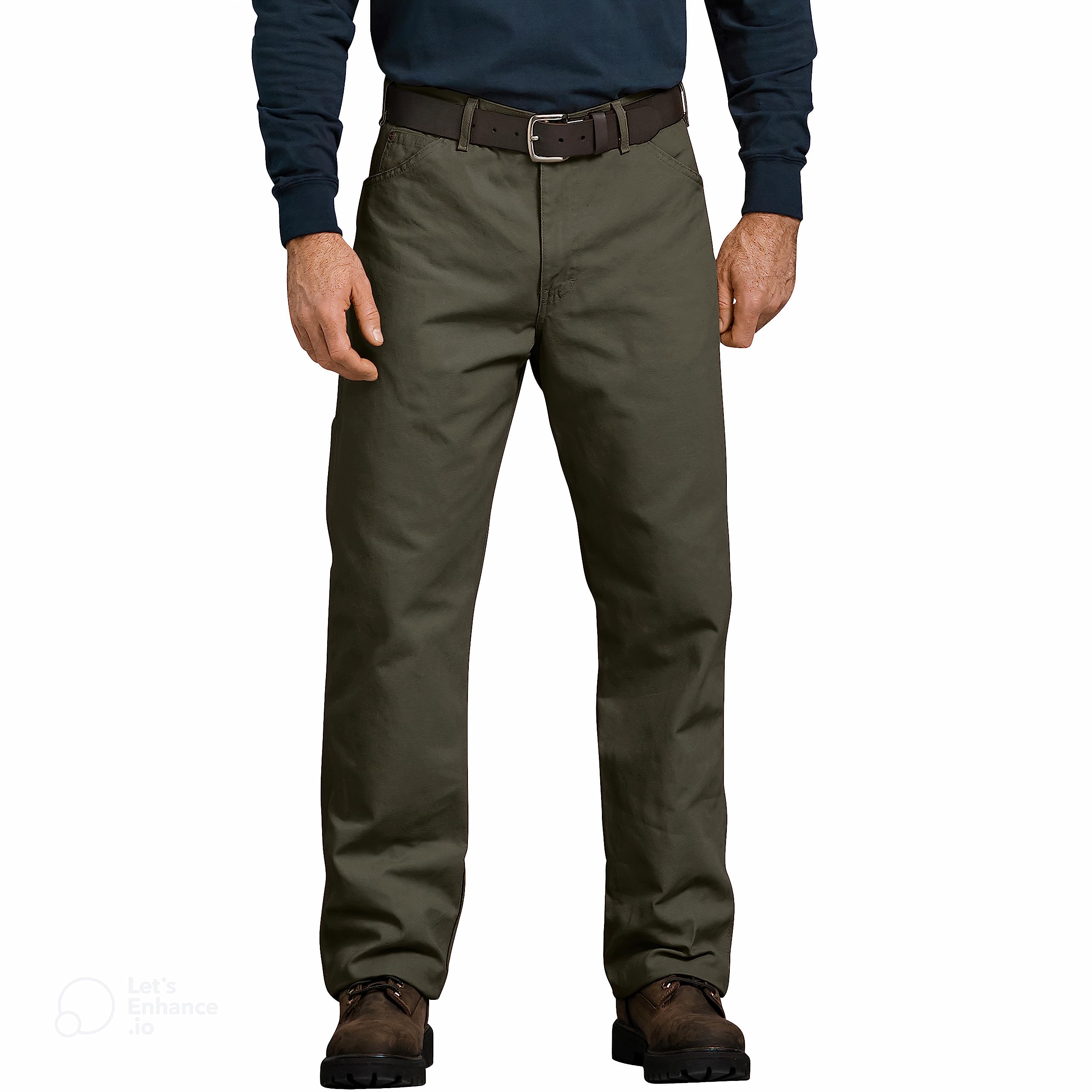 Dickies mens Relaxed Fit Straight-leg Duck Carpenter Jeans, Rinsed Moss Green, 34W x 34L US