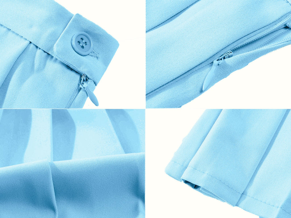 Beautifulfashionlife Girl's Dance Costume Pleated Flared Skirts (XS,Light Blue)