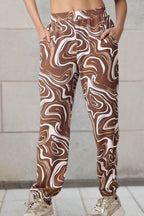 POPWINGS Casual Marblel Printed Joggers for Women || Pull On Joggers for Women || Comfortable Casual Women Joggers for Summer ||