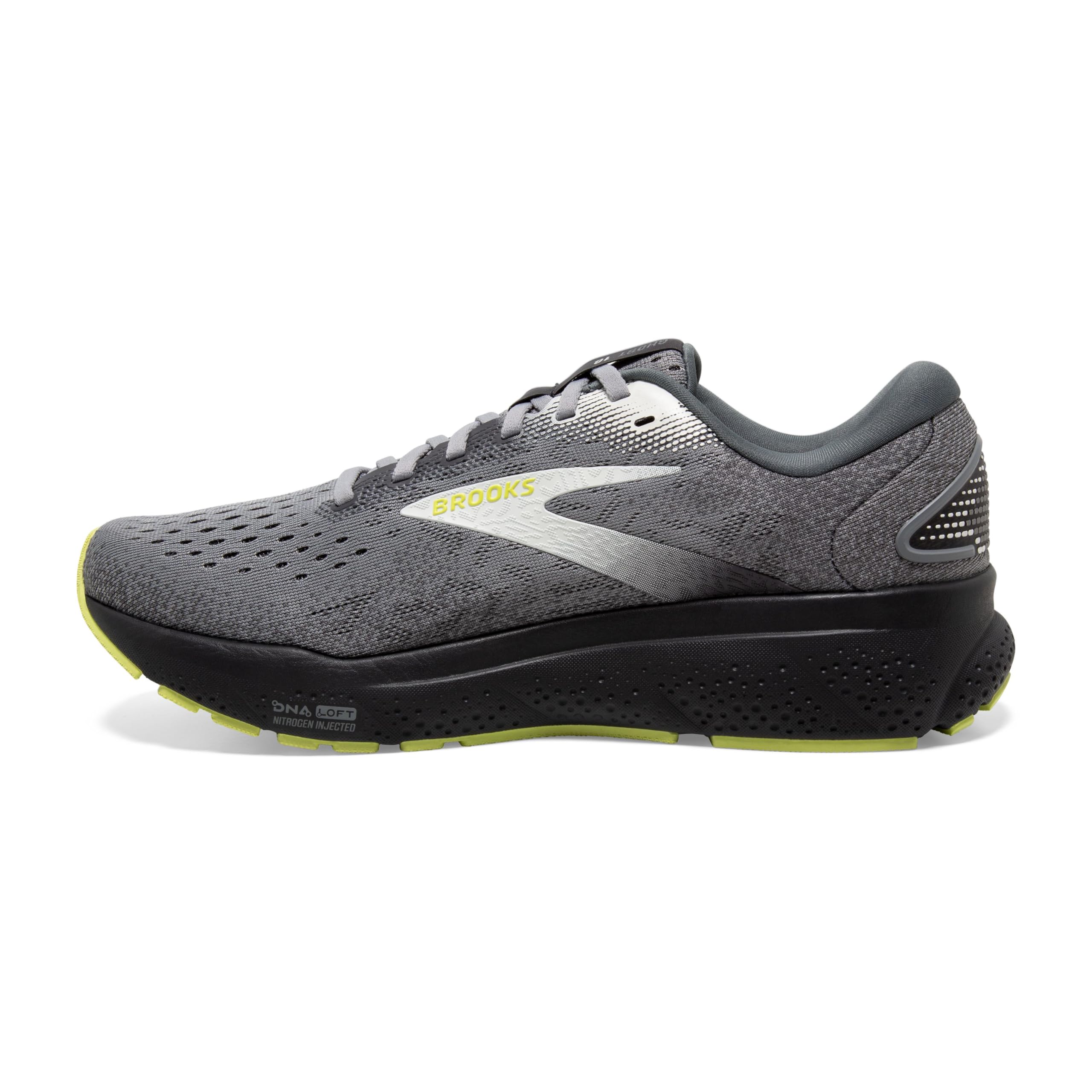 Brooks Mens Ghost 16 Neutral Running Shoe - Primer/Grey/Lime - 10.5 X-Wide