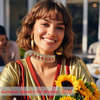 NABROJ Choker Necklace Halloween Jewelry for Women,Gold Chunky Diamond Red Rhinestone Ruby Choker Necklace Wide Necklaces Weedin