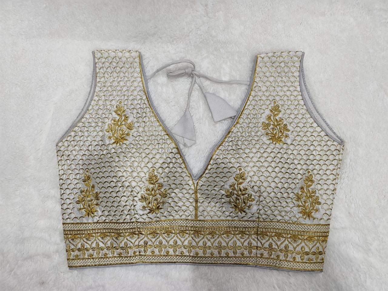 Pujia Mills WomenS Sequin Embroidered V Neck Sleeveless Readymade Saree Blouse Indian Ethnic Designer Stitched WomenS Readymad