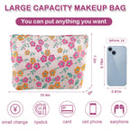 ZLFSRQ Daisy Flower Makeup Bag Travel Cute Floral Cosmetic Bags for Women Large Makeup Pouch Zipper Cosmetic Pouch for Purse Aes