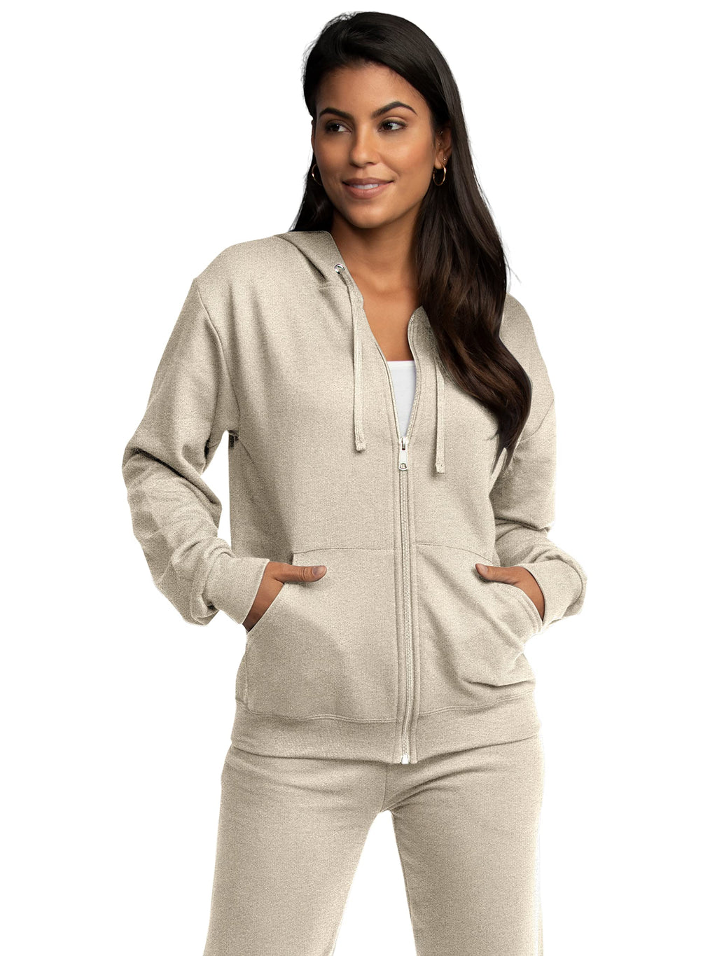 Fruit of the Loom Eversoft Fleece Hoodies, Pullover, Moisture Wicking & Breathable, Sizes S-4x, Khaki Heather Full Zip, 3X-Large